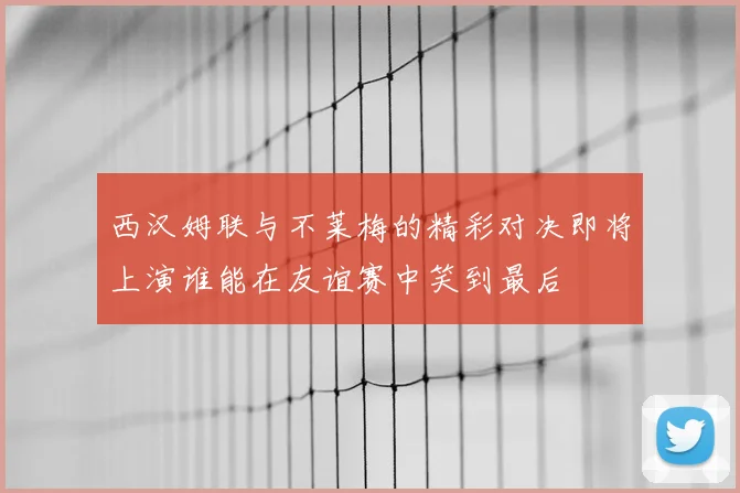 西汉姆联与不莱梅的精彩对决即将上演谁能在友谊赛中笑到最后