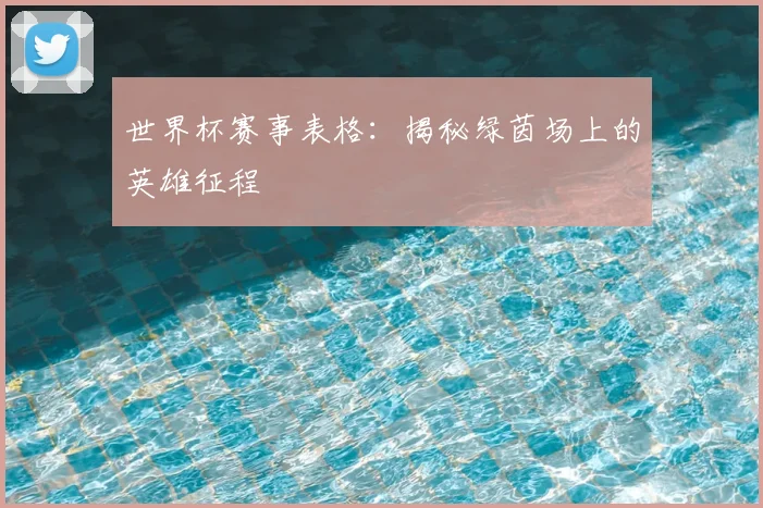 世界杯赛事表格：揭秘绿茵场上的英雄征程